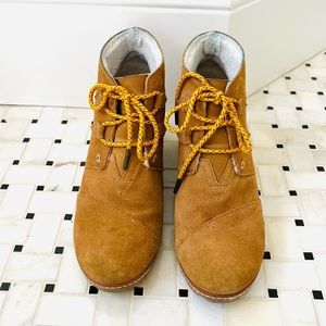 TOMS suede wedge bootie size 9